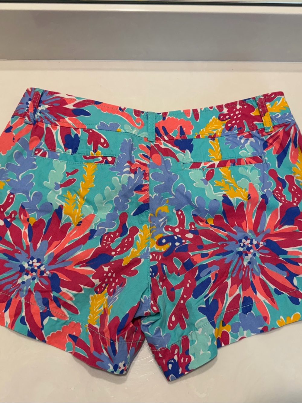 Callahan Teal Floral Print Women's Jean Shorts